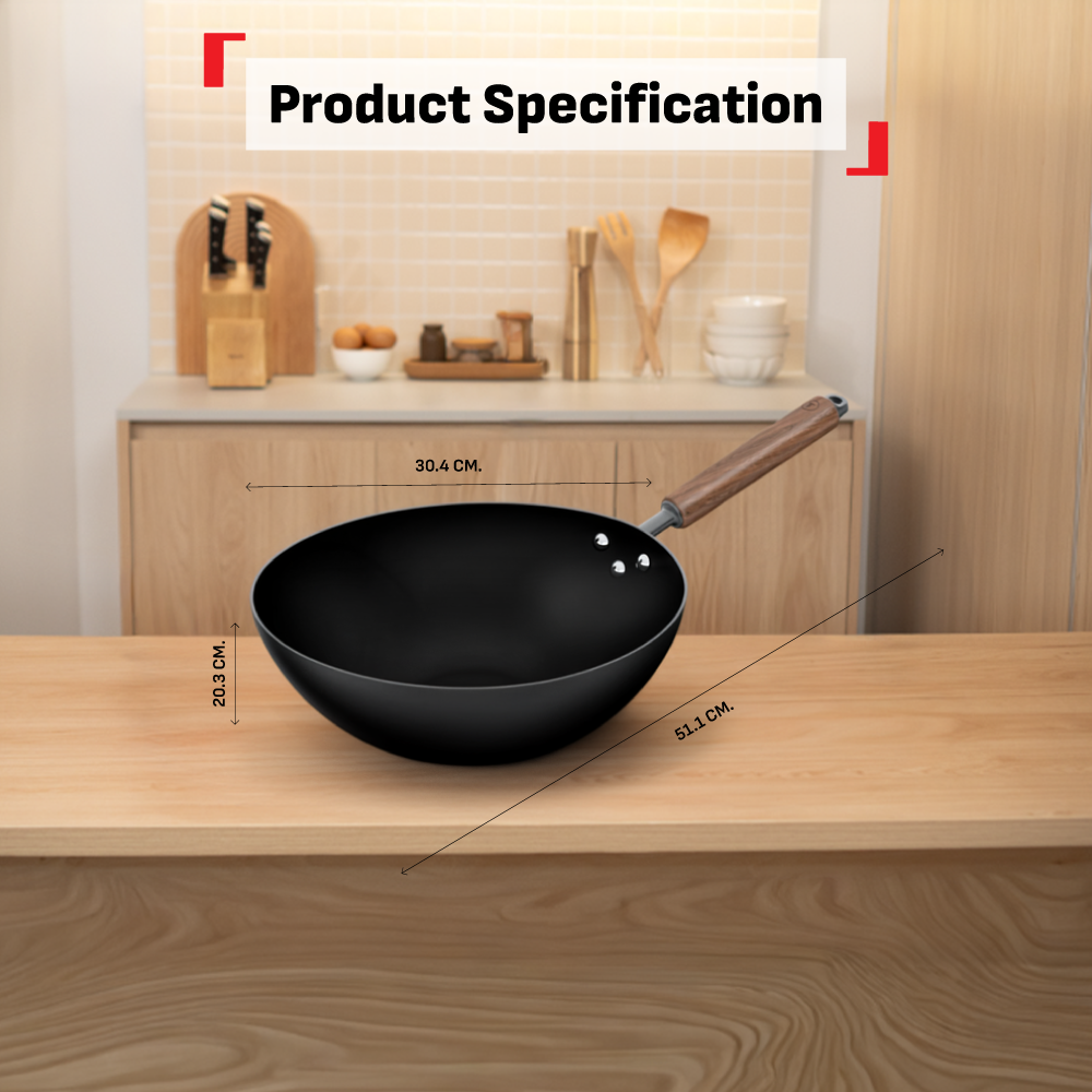 Tefal Tradition Pro Induction Wok Pan 30cm with Standing Lid G62184 - Iron, Aluminium, Rust Free, Metal Utensil Scratch