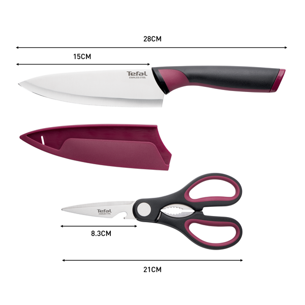 Tefal Comfort 2pcs Set Chef Knife 15cm + Scissors 21cm K250S2
