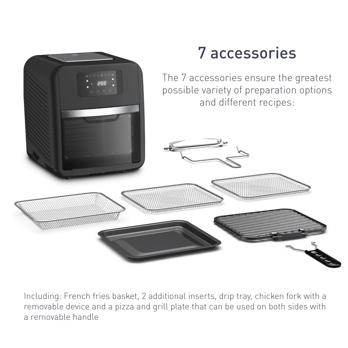 Tefal Easy Fry Healthy Air Fryer Oven & Grill w/7 Accessories 11L 9-in-1 FW5018  8 Programmes, 99% Less Fat, Rotisserie, Easy-to-Clean
