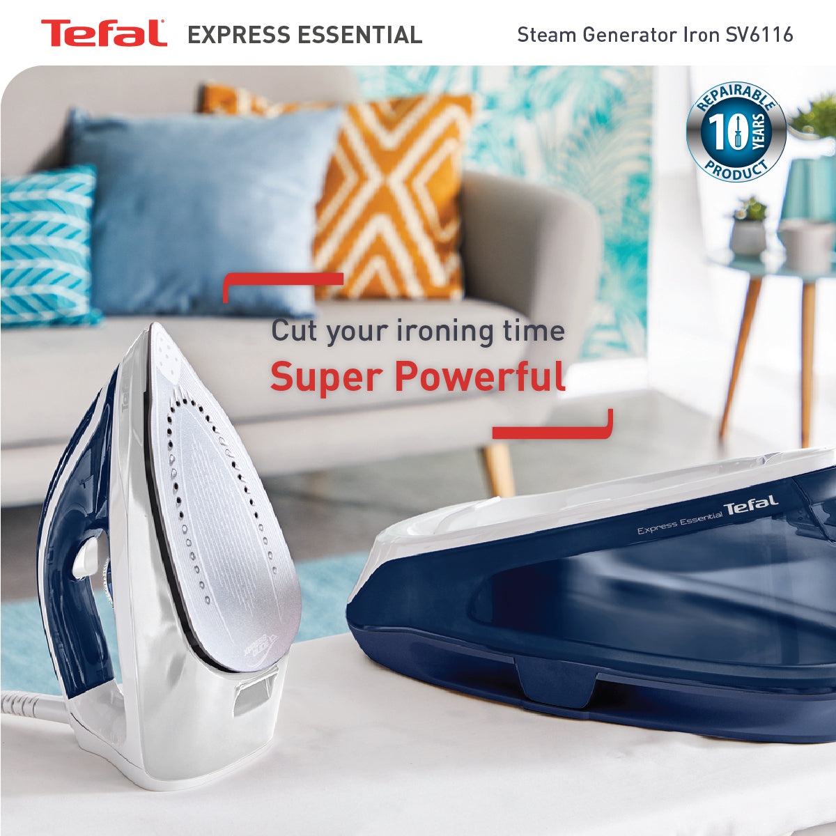 Tefal Express Easy Steam Station Steam Generator 1.4L 2200W SV6116  270g Steam Boost, Smart Technology, Compact, Flawless Glide