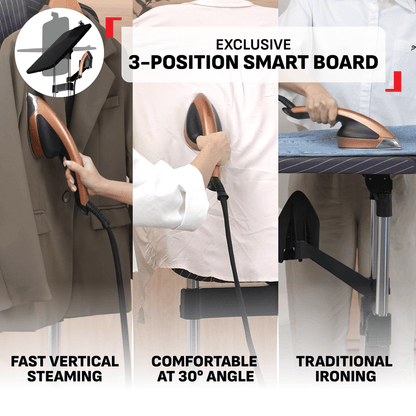 Tefal All-in-One Garment Steamer IXEO Power 2170W QT2020  3-Position Smart Board, Removable Base, 1.1 removable Water Tank, Made in France