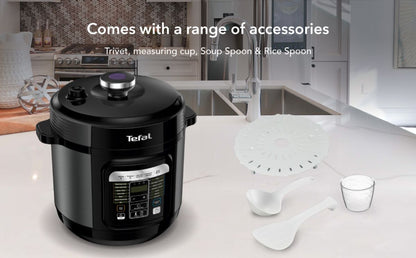 Tefal Home Chef Smart Electric Pressure Cooker 6L CY601  Multicooker, 15 programmes, 12 cups, steam, slow cook, bake, sous vide, sauce thickening