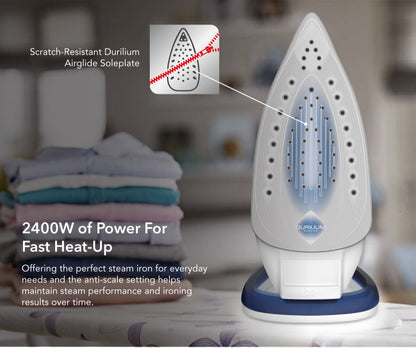 Tefal Durilium Airglide Technology Easygliss Steam Iron 270ml 2400W FV5715  190g Steam Boost, Easy Maintenance, Durable, Versatile, Fastest Glide
