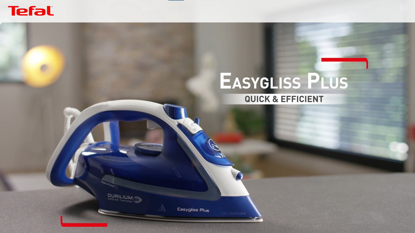 Tefal Durilium Airglide Technology Easygliss Steam Iron 270ml 2400W FV5715  190g Steam Boost, Easy Maintenance, Durable, Versatile, Fastest Glide