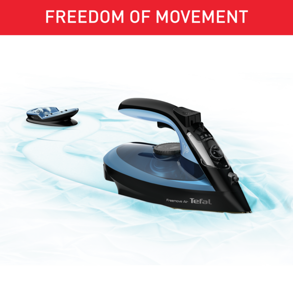 Tefal Freemove Air Cordless Steam Iron 2400W FV6551  190g Steam Boost, Cordless, Lightweight, Anti-Drip, Smart Technology, Ergonomic