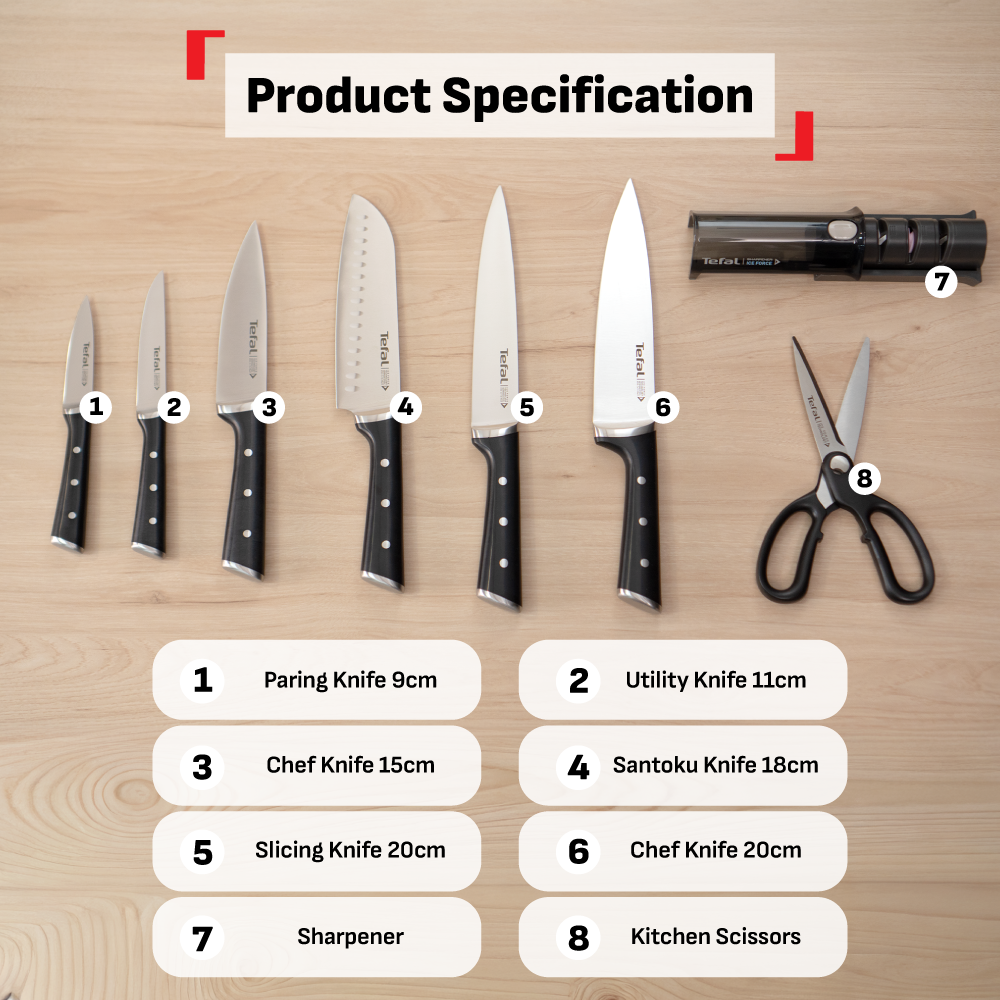 Tefal Ice Force Knives and Kitchen Scissors