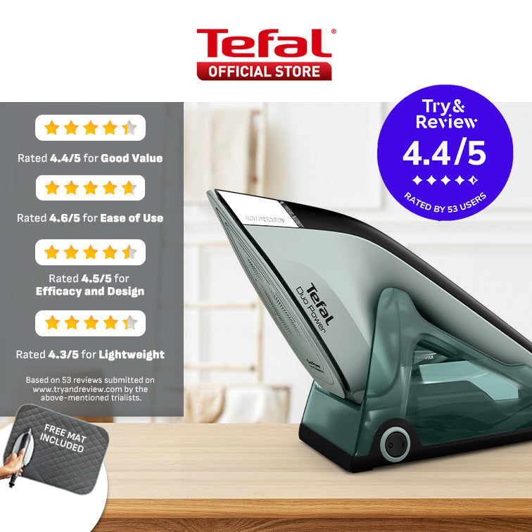 Tefal Duo Power 2 in 1 Iron & Steam JF4033 ƒ?? Safety Auto Off, Lightweight, Powerful, Suitable for All Fabric