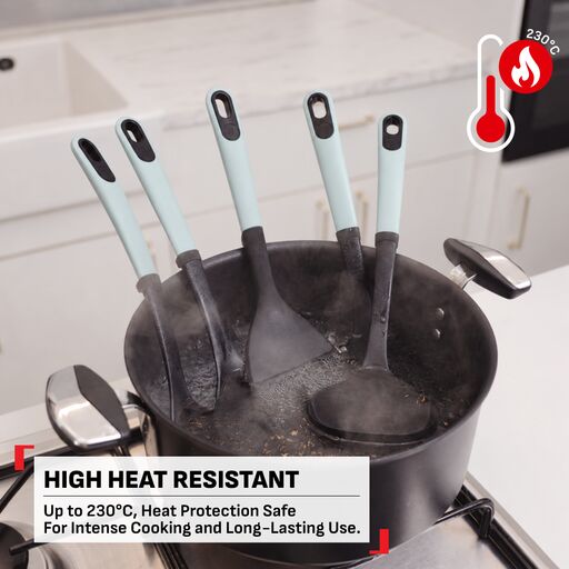 Tefal Ingenio+ Heat Resistant Kitchen Tools - Spoon, Ladle, Y Peeler, Angled Spatula, Slotted Turner, Wok Spatula