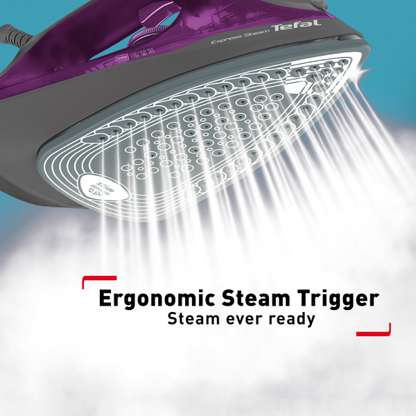 Tefal Express Steam Iron (Powergliss Ceramic Soleplate) 270ml 2600W FV2843  210g Steam Boost, Anti-Drip, Easy Refill, Fast Glide
