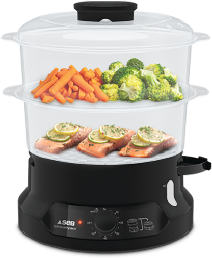 Tefal Minicompact Steamer (Ultra-Compact Design) 2 Tier 6L VC1398