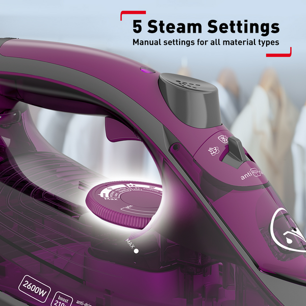 Tefal Express Steam Iron (Powergliss Ceramic Soleplate) 270ml 2600W FV2843  210g Steam Boost, Anti-Drip, Easy Refill, Fast Glide