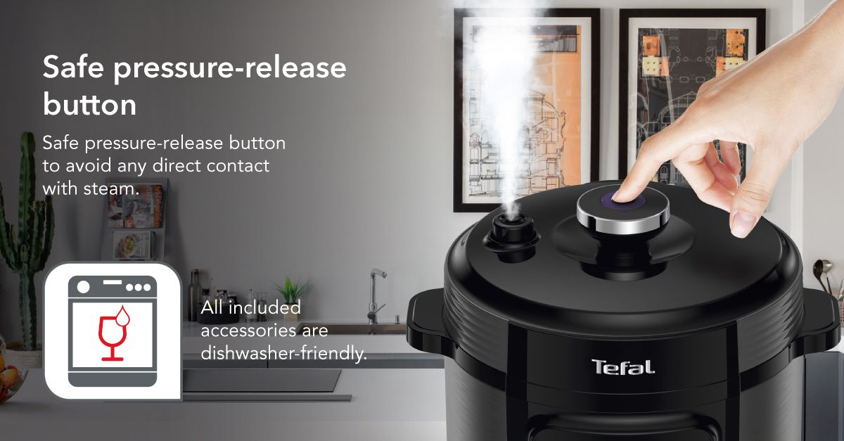 Tefal Home Chef Smart Electric Pressure Cooker 6L CY601  Multicooker, 15 programmes, 12 cups, steam, slow cook, bake, sous vide, sauce thickening