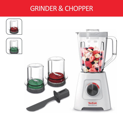 Tefal Blendforce Blender w/Grinder, Chopper & Spatula BL4291 - 600W, 2 speeds + pulse, 2L plastic jug, smart lock system