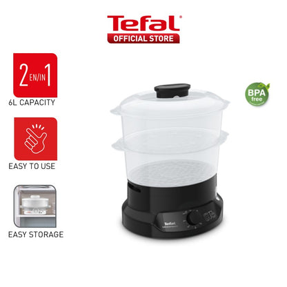 Tefal Minicompact Steamer (Ultra-Compact Design) 2 Tier 6L VC1398