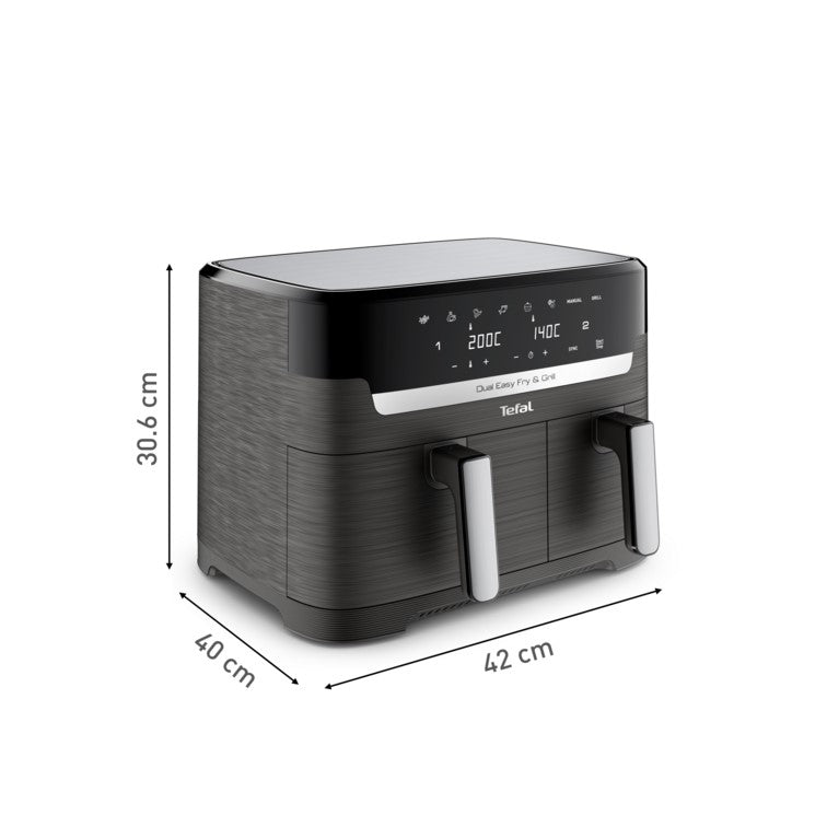 Tefal Dual Easy Fry & Grill Air Fryer 8.3L EY905B  two drawers, 8 programmes, family-friendly, cook two dishes at the same time, energy saving
