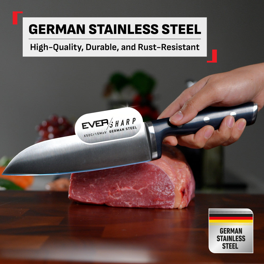Tefal EverSharp Chef Knife 16.5cm with Self-Sharpening Block, Integrated Sharpener, German Stainless Steel, Always Sharp