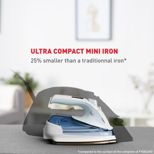 Tefal Freemove Mini Cordless Steam Iron FV6230 ƒ?? Powerful 1650W, Lightweight, Portable, Smart Auto-Off, Anti-Drip,?ÿAnti-
