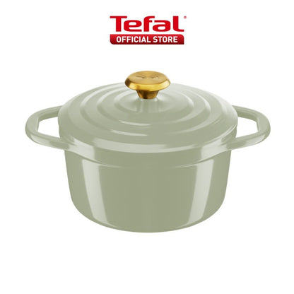 Tefal Air Soft Light Stew Pot w/ Lid - Green, Grey (20cm, 24cm) E26644/46, E27144/46