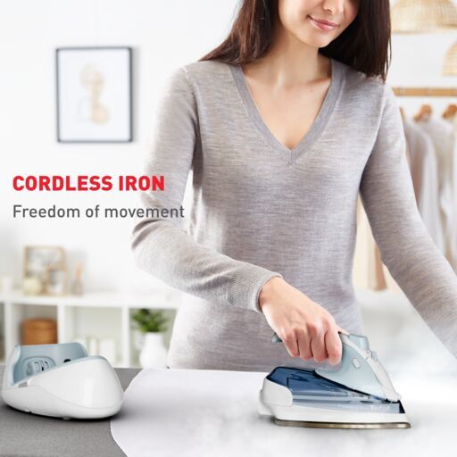 Tefal Freemove Mini Cordless Steam Iron FV6230 ƒ?? Powerful 1650W, Lightweight, Portable, Smart Auto-Off, Anti-Drip,?ÿAnti-