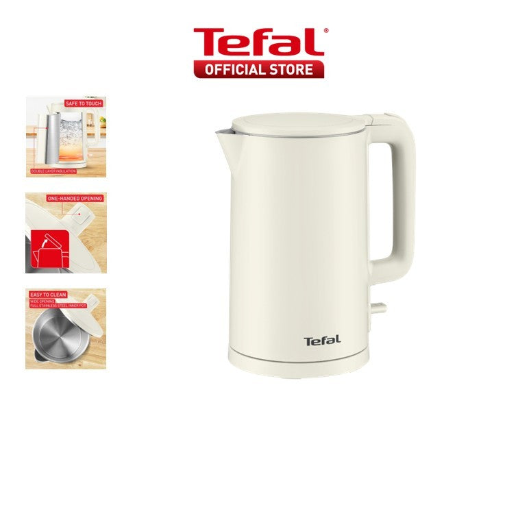 Tefal Thermo Protect 1.5L Kettle ƒ?? Safe to Touch, 1500W Fast Heating, Easy to Use, Auto-off, 360 Rotation KO140A/KO1408