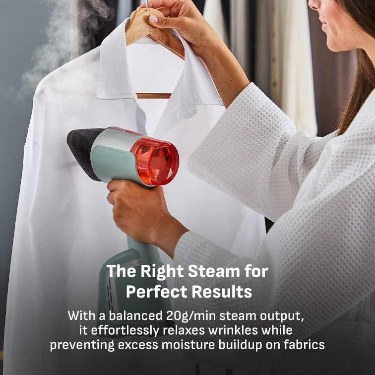 (NEW) Tefal Aerosteam Handheld Garment Steamer DT9814 – OptiFlow Suction Technology, 1400W, 20g/min Steam, 100ml Water Tank, Safe for All Fabrics