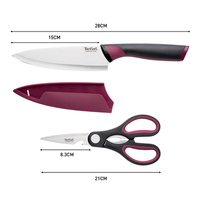 Tefal Comfort 2pcs Set Chef Knife 15cm + Scissors 21cm K250S2
